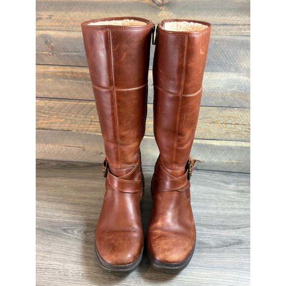 UGG Evanna Stout Tall Riding Boot Size 7.5 Zip Sherpa Fleece Lined Waterproof - Picture 5 of 16